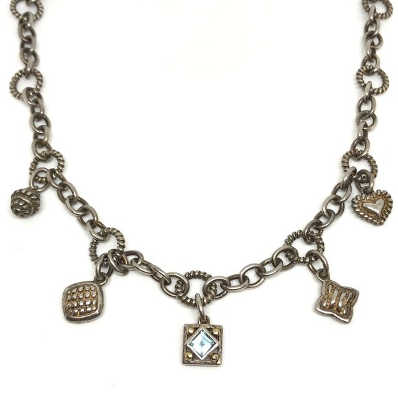 BJC Samuel Benham Sterling 925 & 14k Gold Blue Topaz Pendant Chain Necklace - Picture 1 of 5